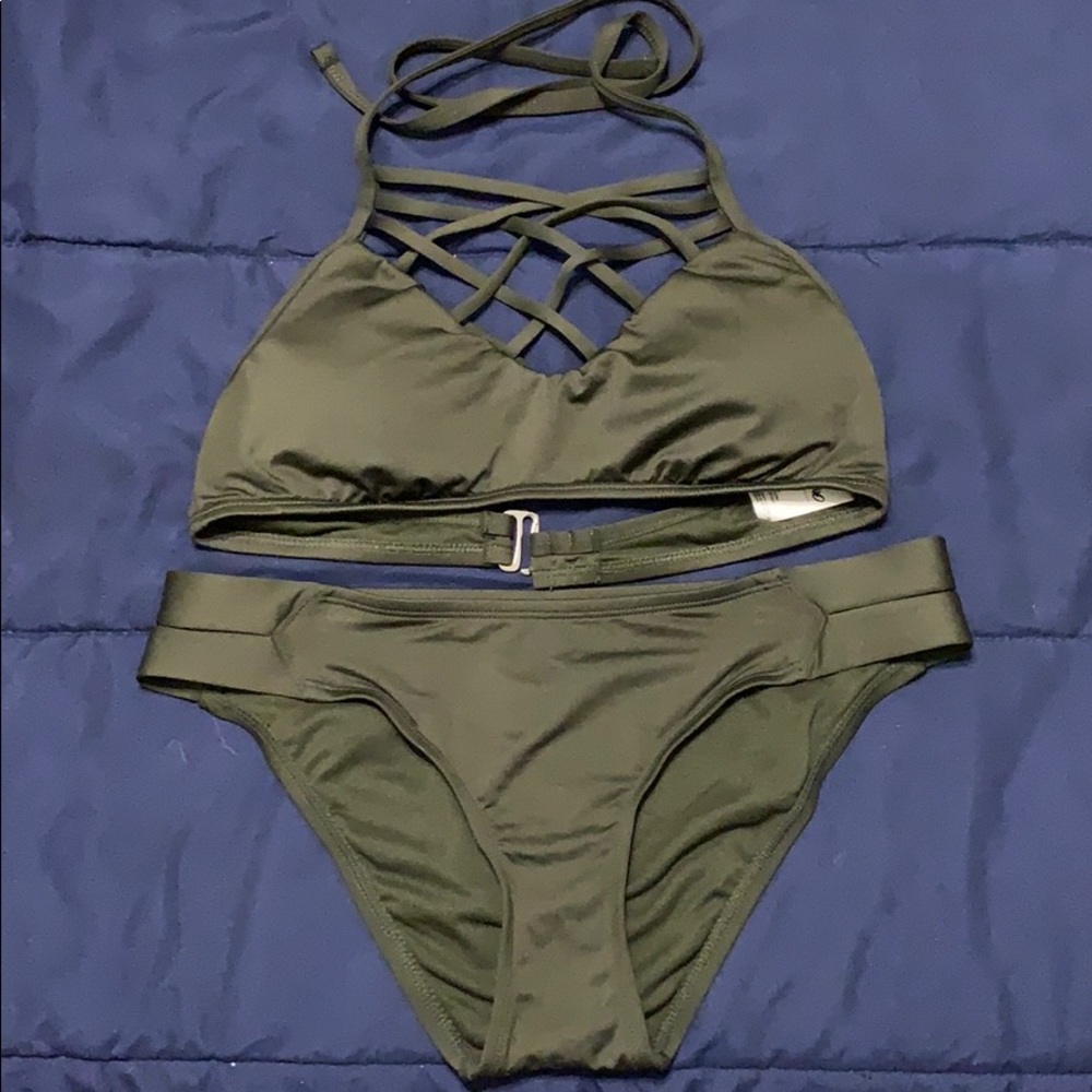 Army green swim suit